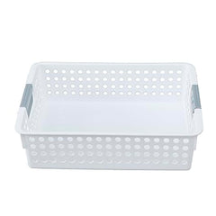 Kuber Industries Set of 1 Large Hollow Storage Basket|Kitchen & Home Organizer For Wardrobe|Tray For Toys, Fruits, Books-Pack of 3 (White)