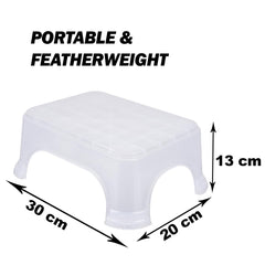 Heart Home Bathroom Stool | Bathroom Plain Square Stool | Plastic Stool For Bathroom | Stool for Kitchen | Bathroom Patla | Support Stool for Bathroom | P6 | Transparent