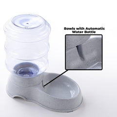 Kuber Industries Dog Food Bowl|Drinking Fountain Cat & Dog Bowl|Reusable,Durable|Bowl with Refillable Water Bottle|Stylish Dog Accessories for Indoor & Outdoor Use|LS147GR|3500ML|Grey (Pack of 6)