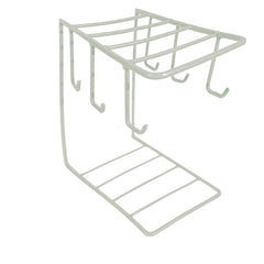 Kuber Industries Pack of 3 Kitchen Stand | Cup & Plate Stand for Kitchen | Coffee and Tea Mug Holder | Plate Stand for Kitchen with 6 Hooks | Organizer for Kitchen | Stand Hanger | White
