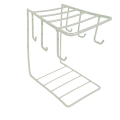 Kuber Industries Kitchen Stand | Cup & Plate Stand for Kitchen | Coffee and Tea Mug Holder | Plate Stand for Kitchen with 6 Hooks | Organizer for Kitchen | Stand Hanger | White