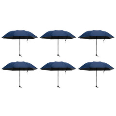 Kuber Industries Pack of 6 Umbrella for Men and Women | 3 Fold Auto Open Windproof Umbrellas for Rain | Compact Travel Umbrella For Women | Umbrella For Sun Protection | Blue