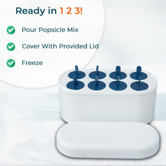 Kuber Industries Set of 8 Round Popsicle Mould|Reusable Ice Tray for Kulfi, Candy|Pack of 3| White