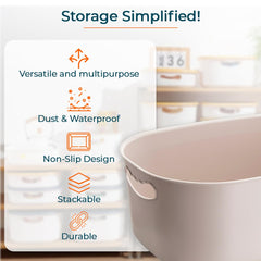 Homestic Multipurpose Medium Storage Box With Handle|Basket For Cosmetic, Fruits, Storage 20 L | Beige|