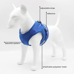 Kuber Industries Reflective Dog Harness with Adjustable Leash|Breathable Polyester Mesh Fabric |Large Size|HT-844|Comfortable No-Pull Grip|Quick Release Buckles|Easy On-Off Harness|Blue (Pack of 6)