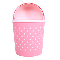 Kuber Industries Teddy Table Dustbin|Plastic Swinging Lid Waste Storage Garbage Bin|Desktop Trash Can For Study Table, Office|Pack of 3 (Pink)