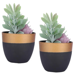 Kuber Industries Artificial Plants for Home Décor|Natural Looking Indoor Fake Plants with Pot|Artificial Flowers for Decoration-Pack of 2 (Green)