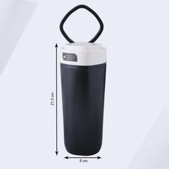Urbane Home Anti-Fall Insulated Coffee Tumbler with Suction Bottom | Leak-Proof Stainless Steel Tumbler | Coffee Tumbler with Lid and Handle | 480 ML | Black
