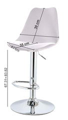 Heart Home Pair of 2 Revolving Curvy Bar Stool Chair for Kitchen with Footrest & 360 Swivel | 32 inch Height Adjustable High Chair Combo for Breakfast Counter & Cafeteria | Plain White