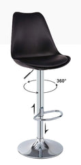 Kuber Industries Revolving Curvy Bar Stool Chair for Kitchen with Footrest & 360 Swivel | 32 inch Height Adjustable High Chair for Breakfast Counter & Cafeteria | High Bar Chair | Red
