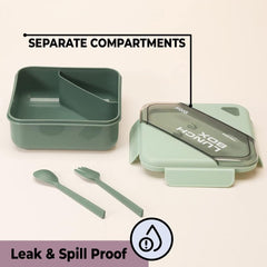 Kuber Industries Insulated Lunch Box for Kids & Adults|Premium Food-Grade PP Plastic|Leakproof & Spill Proof|Dishwasher & Microwave Safe Lunch Box|1000 ML|HX0044281|Pack Of 6|Green