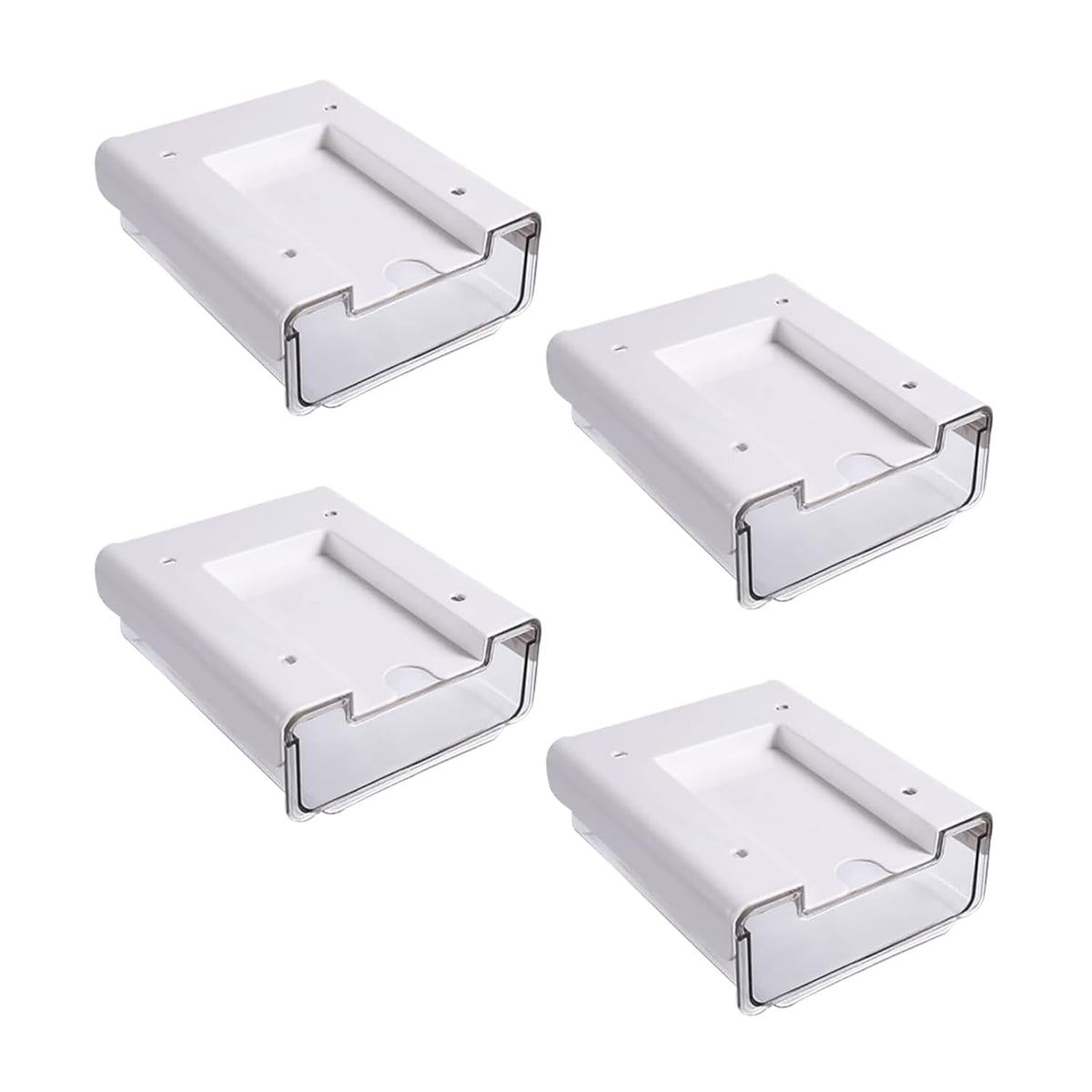 Kuber Industries Bottom Layer Small Drawer Storage Box|Plastic Cabinet Box For Storage|Pack of 4|White