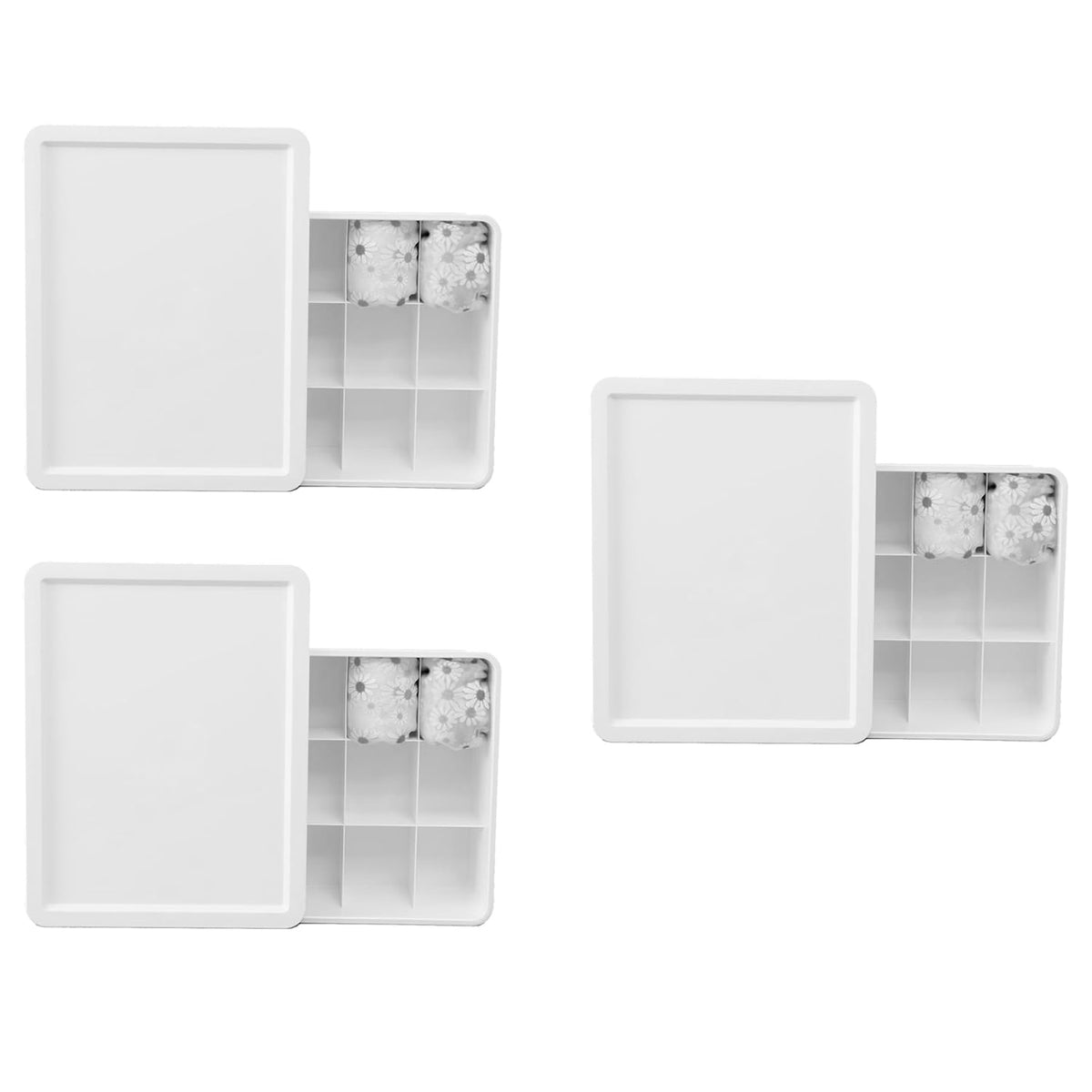 Kuber Industries Cloth Storage Box 15 Compartment with Lid|Wardrobe Organizer For clothes-Pack of 3 (White)