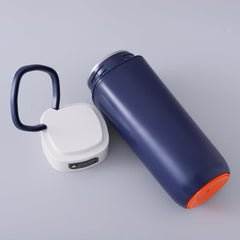 Heart Home Anti-Fall Insulated Coffee Tumbler with Suction Bottom | Leak-proof Stainless Steel Tumbler | Coffee Tumbler with Lid and Handle | 480 ML | Dark Blue