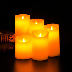 Kuber Industries Pack of 5 LED Candles for Home Decoration|Battey Operated|Flameless Yellow Light|Diwali Lights for Home Decoration,Along with Other Festivities & Parties|Set of 5|B0-005G|Gray