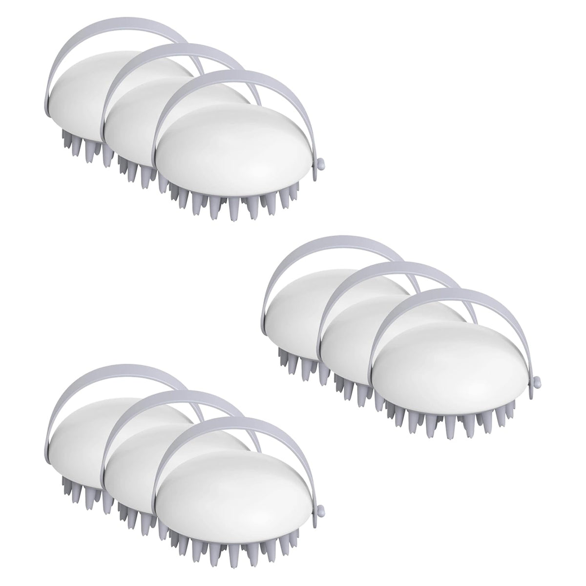 Kuber Industries Hair Massager Brush | Soft Silicone Bristles | Shampoo Brush for Hair Washing | Scalp Massager | Massager Brush For Dandruff | 9 Piece | Pack of 3 | XJWTEU | White