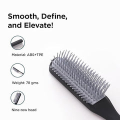 Urbane Home Hair Brush | Bristles Brush | Hair Brush with Paddle | Brush for Curly wavy Hairs | Suitable For All Hair Types | Hair Brush Styling Hair | C19BLK | Black