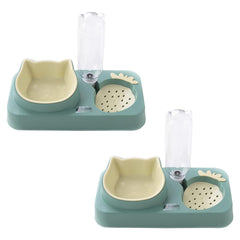 Kuber Industries Animal Feeding Plastic 2 in 1 Pet Bowls | Cat & Dog Bowl | Small/Medium Size Pet Feeding Bowl | Non-Toxic & 100% Safe for Pets (Pack of 2) | Light Green