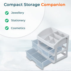 Kuber Industries 2 Layer Cabinet Drawer Box|Desktop Storage Box|Multi Drawer Storage Organizer| White