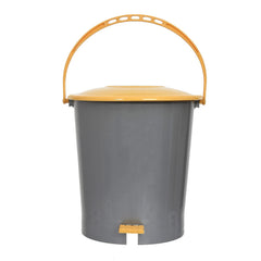Kuber Industries Plastic Pedal Dustbin, Trashbin, Wastebin For Kitchen, Bathroom, Office Use With Handle, 5 Liter (Grey & Yellow)-47KM01026