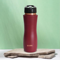 Kuber Industries Copper Water Bottle with Sipper | BPA Free & Non-Toxic | Leakproof, Durable & Lightweight | with Added Health Benefits of Copper | Ergonomic Design & Easy to Clean | Maroon | Maroon