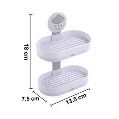 Kuber Industries Pack of 3 Soap Holder | 2-Tier Bathroom Soap Tray | Soap Holder for Kitchen Sink | Wash Basin Soap Holder | Hanging Sink Organizer Plate | Self Adheshive Soap Holder | 9658WH | White