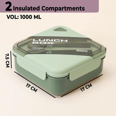 Kuber Industries Insulated Lunch Box for Kids & Adults|Premium Food-Grade PP Plastic|Leakproof & Spill Proof|Dishwasher & Microwave Safe Lunch Box|1000 ML|HX0044281|Pack Of 6|Green