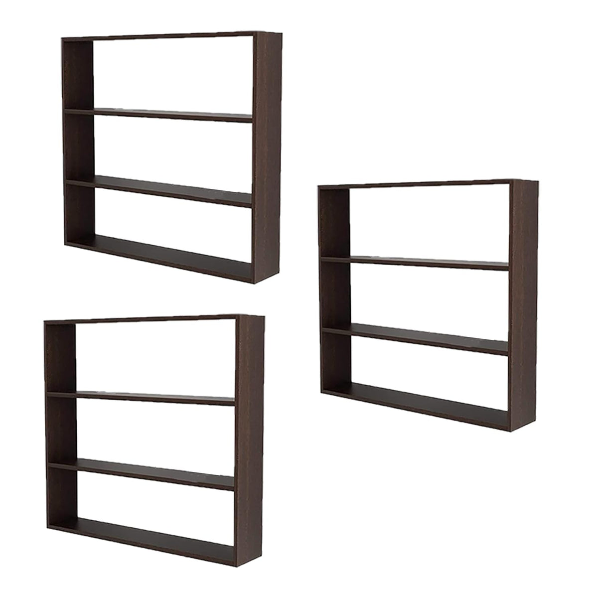 Kuber Industries Kitchen Wall Shelf|Wooden Handicraft Wall Mounted 3 Shelves For Kitchen|Multipurpose Storage Wall Shelf,30"X30" (Brown) (Pack Of 3)