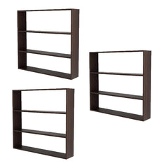 Kuber Industries Kitchen Wall Shelf|Wooden Handicraft Wall Mounted 3 Shelves For Kitchen|Multipurpose Storage Wall Shelf,30"X30" (Brown) (Pack Of 3)