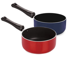 Kuber Industries Anodised Non Stick Tadka Pan, Spice Heating Pan, Mini Fry Pan with Handle- Pack of 2 (Multicolor)-HS40KUBMART23958