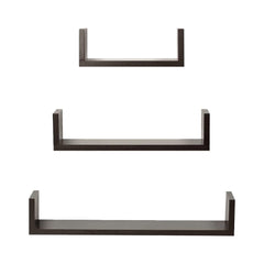 Heart Home Durable Wooden 3 Unit Wall Mount Wooden Wall Shelf for Bedroom & Living Room | Furniture Wall Rack Shelf for Decor | Ready to Assemble Hanging Shelves | Brown