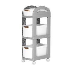 Kuber Industries Pack of 3 Multipurpose Trolley Storage Organiser | 3 Layer Shelf | Trolley with Wheels for Kitchen Accessories | Large Capacity, Easy installation, Space Saving | 812|Gray
