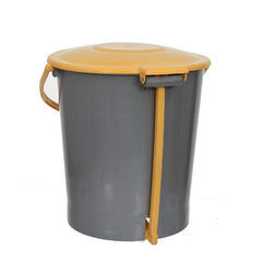 Kuber Industries Plastic Pedal Dustbin, Trashbin, Wastebin For Kitchen, Bathroom, Office Use With Handle, 5 Liter (Grey & Yellow)-47KM01026