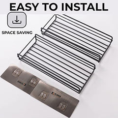Kuber Industries Stainless Steel Bathroom & Kitchen Organizer Rack|Multipurpose Wall Shelves|Easy to Install|Non-Toxic|Storage Racks & Shelves for Bathroom & Kitchen|HR-14|Set Of 2|Black (Pack Of 2)