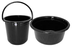 Heart Home 2 Pieces Plastic Bucket & Tub Set (Black)