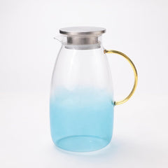 Kuber Industries Premium 2.1 LTR Glass Jug with Stainless Steel Lid and Handle | Leakproof Pitcher for Water, Cold Brew, Tea, Iced Coffee, Lemonade | Heat Resistant | Housewarming Gift | Transparent