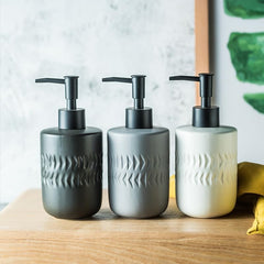 Urbane Home Liquid Soap Dispenser | Stoneware | Bathroom Sanitizer,Shampoo Dispenser | Ceramic Handwash Bottle for Kitchen | Soap Dispenser for Wash Basin | Bathroom Accessories | 250ml (White)