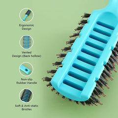 Kuber Industries Hair Brush | Flexible Bristles Brush | Hair Brush with Paddle | Quick Drying Hair Brush | Suitable For All Hair Types | Round Vented Hair Brush | Pack of 5 | C13-X-BLE | Blue