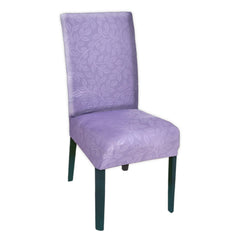 Heart Home Leaf Printed Elastic Stretchable Polyster Chair Cover for Home, Office, Hotels, Wedding Banquet (Purple)-50HH0943