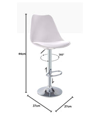 Kuber Industries Revolving Curvy Bar Stool Chair for Kitchen with Footrest & 360 Swivel | 32 inch Height Adjustable High Chair for Breakfast Counter & Cafeteria | High Bar Chair | White