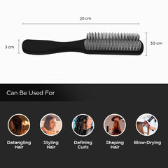 Homestic Hair Brush | Flexible Bristles Brush | Hair Brush with Paddle | Straightens & Detangles Hair Brush | Suitable For All Hair Types | C19-BLK-S | Small | 3 Piece | Black
