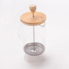 Homestic Premium 1L Glass Jug with Bamboo Lid | Leakproof Pitcher for Water Juice Iced Coffee Brew | Heat Resistant | Housewarming Gifts | Transparent Serviceware - 1 Pack