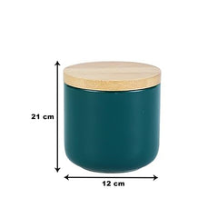 Kuber Industries 260ml Ceramic Jar for Kitchen Storage | Air-tight Container Set with Bamboo Lid | Multipurpose kitchen storage container for Snacks, Tea, Sugar | Green | Pack of 2