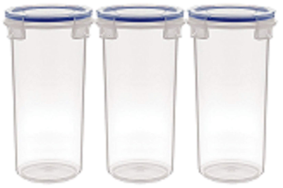 Heart Home Virgin Plastic klick Big Glass 3 Piece Transparent Tumbler/airtight Container Leakproof Storage with Lid 500ml (White) (CTHH015243)