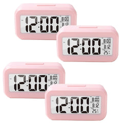Kuber Industries ABS Battery Oprated Loud Digital Alarm Clock|Desk, Table Clock|Alarm Clock for Heavy Sleepers-Pack of 4 (Pink)