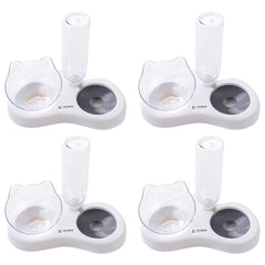 Kuber Industries Animal Feeding Plastic 2 in 1 Pet Bowls | Cat & Dog Bowl | Small/Medium Size Pet Feeding Bowl | Non-Toxic & 100% Safe for Pets (Pack of 4) | Grey