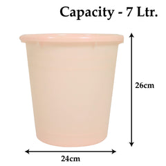 Kuber Industries Plastic Dustbin|Portable Garbage Basket & Round Trash Can for Home,Kitchen,Office,College,7 Ltr,Pack of 3 (Cream)