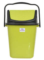 Heart Home Plastic Dustbin/Wastebin With Swing Lid With Handle, 7 Liter- Pack of 2 (Green & Coffee)-47HH0847
