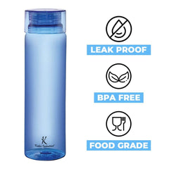 Kuber Industries BPA Free Plastic Water Bottles | Breakproof, Leakproof, Food Grade PET Bottles | Water Bottle for Kids & Adults | Plastic Bottle Set of 4 |Blue (Pack of 2)