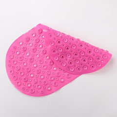 Kuber Industries Bath Mat | PVC Bathroom Mat | Shower Bath Mat | Floor Tub Mat | Bathroom Oval Mud Mat | Anti-Skid Shower Bathroom Mat | Q-02C |Pack of 3| Rose Red